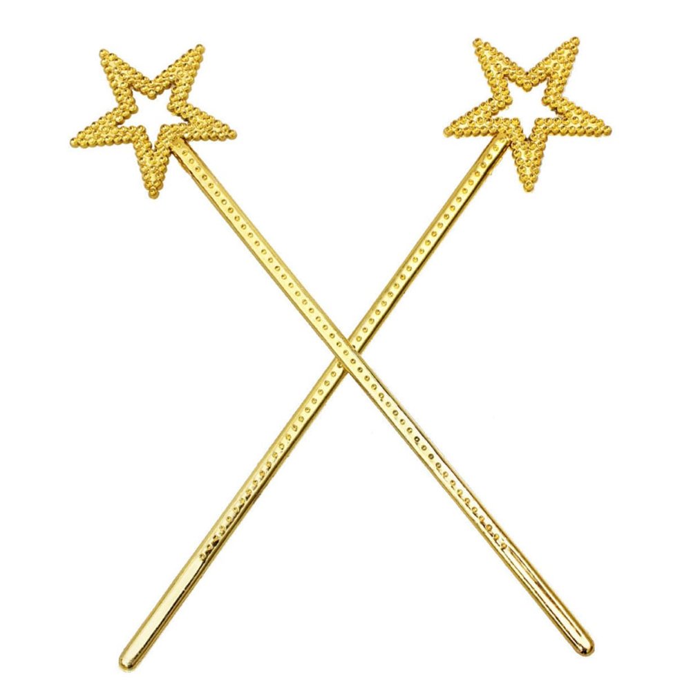 KOMBIUDA 8pcs Plastic Star Fairy Wands for Birthday Halloween Party Hollow Star Shape with Beaded Decoration and Safe Includes Gold and Iridescent Wands for Magical Dress-up and Cosplay