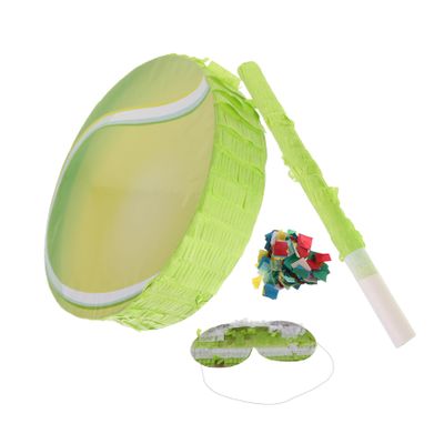 HAKIDZEL Tennis Ball Pinata with Blindfold and Bat for Birthday Party Sports Themed Party Favor and Decoration with Confetti for Indoor Outdoor Family Celebrations Random Color