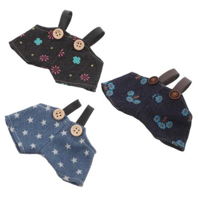 FELTECHELECTR 3pcs Plush Doll Overalls Cute Denim Style Bear Clothes for Stuffed Animal Soft Fabric DIY Doll Outfits Accessories for Various