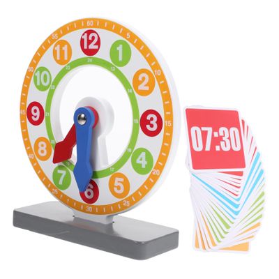 WHAMVOX Wooden Small Teaching Clock for Educational Math Learning Simulated Clock Model Multifunctional Cognition Aid for Early Education Promotes Hand-Eye Coordination and Logical Skills