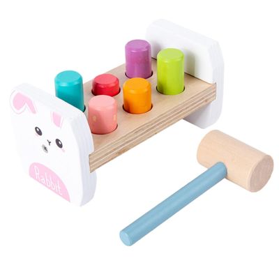 LALADEFIEE Wooden Cartoon Hammering for Early Education Portable Lightweight Adorable Whack Game Developing Brain Reaction Skills