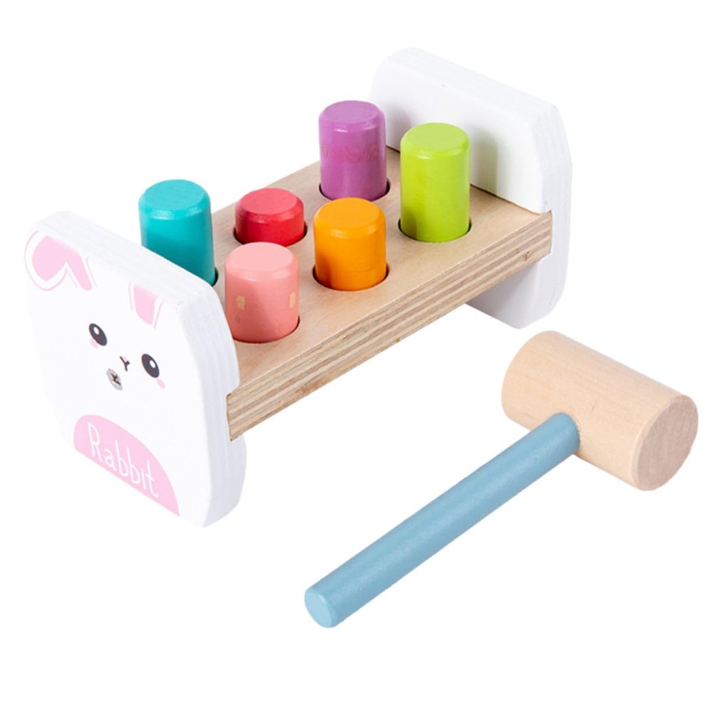 LALADEFIEE Wooden Cartoon Hammering for Early Education Portable Lightweight Adorable Whack Game Developing Brain Reaction Skills