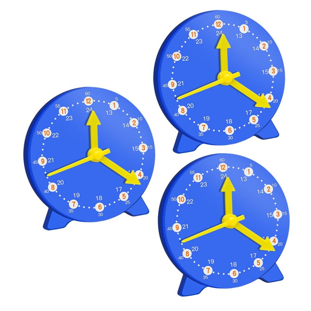 KOMBIUDA 3pcs Classroom Clock Model for Early Learning Teaching Tool with Detachable Seconds Pointer Educational Aid for Elementary School