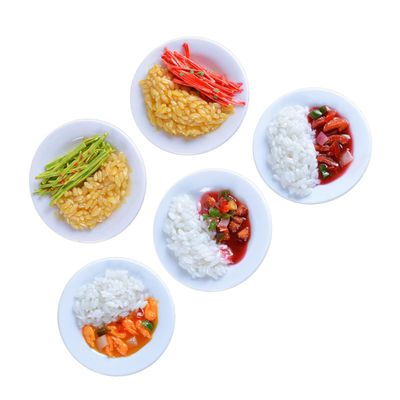 BRIGHTFUFU 5pcs PVC Fake Food Model Chinese Style Rice Simulation Play Kitchen Accessories for Pretend and Photography Prop No Odor Multipurpose Display