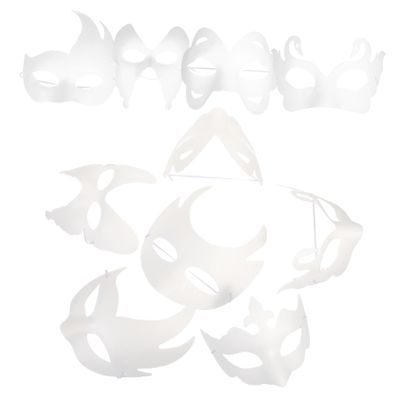 12Pcs DIY Blank Paper Masks for Cosplay Party with Cat Design Hand-painted Embryo Masks for Halloween Masquerade Carnival Decor Craft Paintable Costume Favors