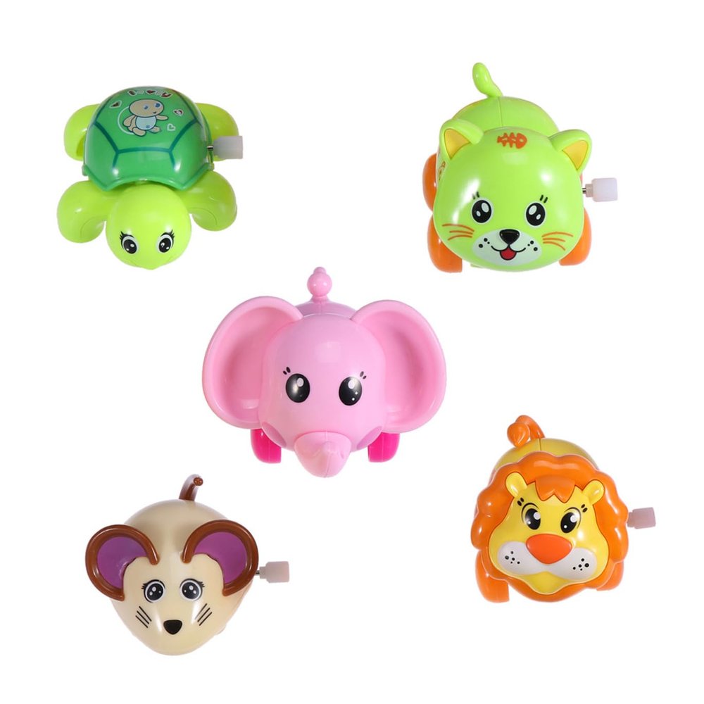 BRIGHTFUFU 5pcs Wind Up Animal Cartoon Design Manual Mechanism for Boys and Party Favors Educational Playthings Random Style and Color Random Color
