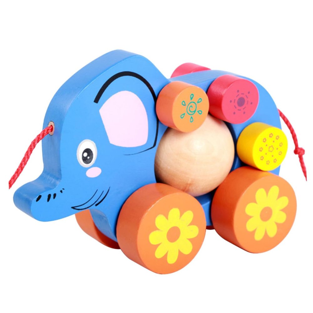 LALADEFIEE Cartoon Elephant Pull String Pulling Cart for Creative Animal Walking to Develop Practical Skills and Observation Fun Walker for Play