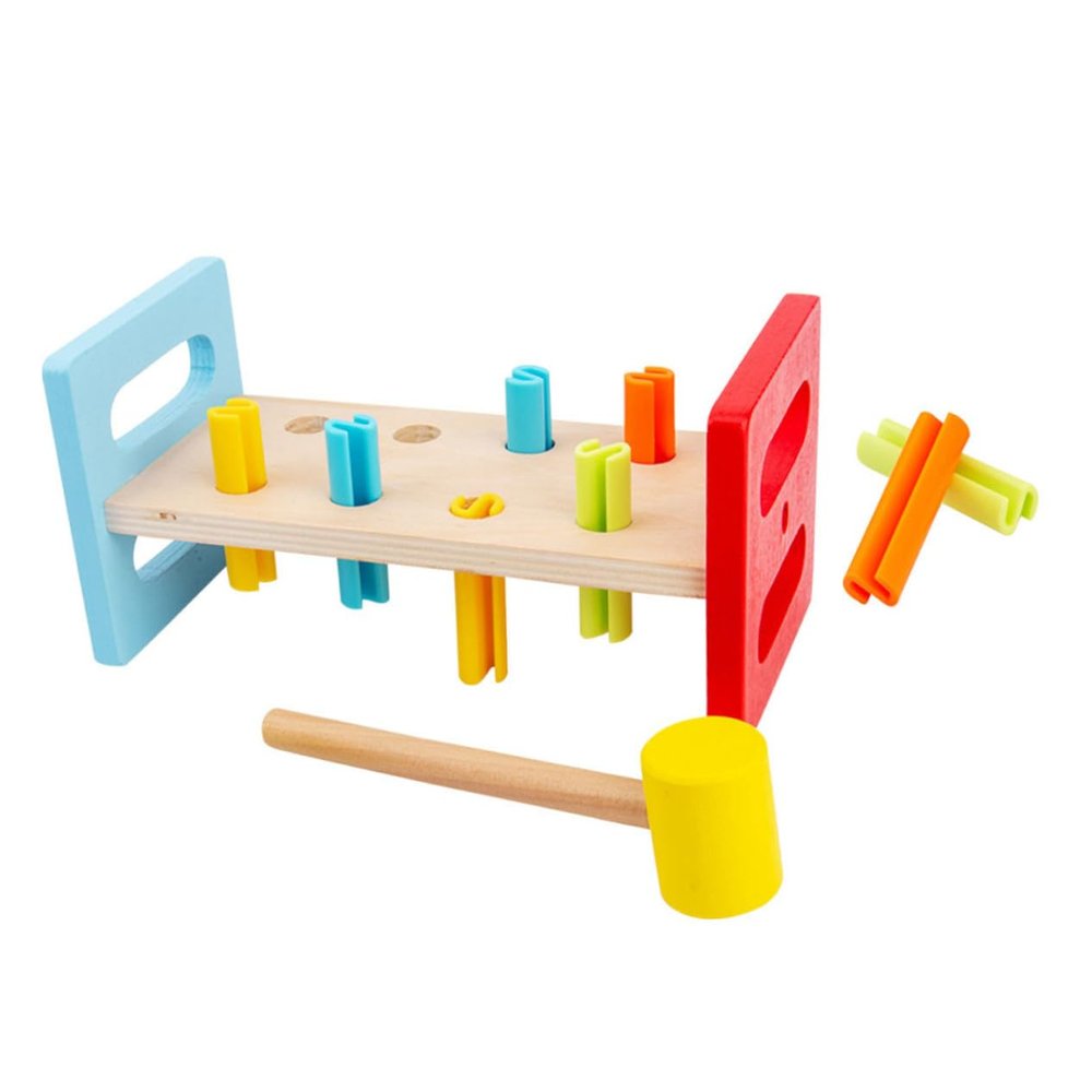 Totority 2Pcs Hammering Pounding Bench for Motor Skill Development Interactive Montessori for Cognitive Learning and Fun Whacking Game Entertainment