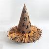 2025 New Witch Hat with Colorful Printed Tulle for Women & Kids, Halloween Costume Wizard Hat for Boys Girls (D#) view 4