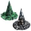 2025 New Witch Hat with Colorful Printed Tulle for Women & Kids, Halloween Costume Wizard Hat for Boys Girls (F#) view 1