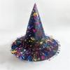 2025 New Witch Hat with Colorful Printed Tulle for Women & Kids, Halloween Costume Wizard Hat for Boys Girls (F#) view 3