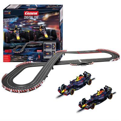 Carrera 30048 Digital 132 Race of The Champions Slot Car Race Track Set, 1:32 Scale, 23.95-Feet Long, Featuring M.Verstappen and S.Perez Cars, Includes Wireless Controllers