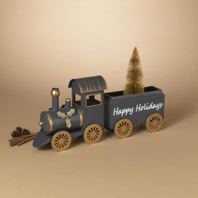 Gerson International Playful 22.25 in L Metal Holiday Train with Christmas Tree