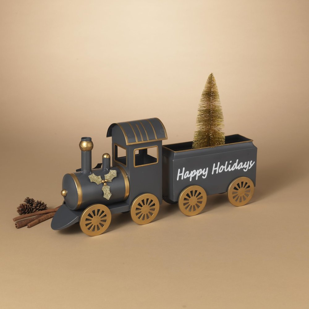 Gerson International Playful 22.25 in L Metal Holiday Train with Christmas Tree