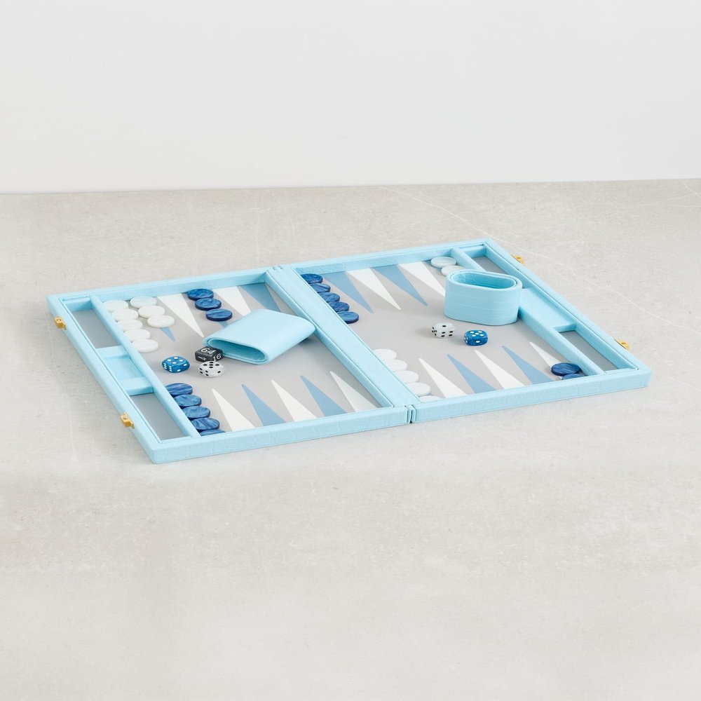 Tizo Design Women's 12" Faux Croc. Backgammon - Lite Blue, Blue, One Size