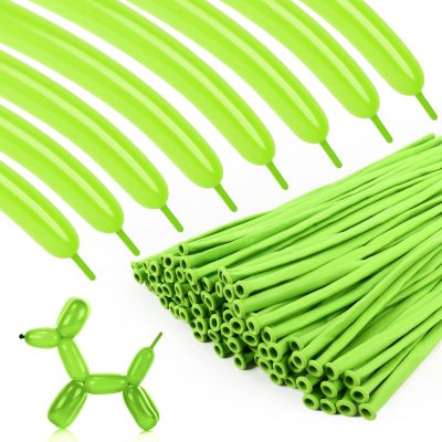 100pcs 260 Light Green Long Balloons for Twisting, Skinny Thickening Latex Balloons for Animal Modeling and Arch Tying, Magic Show Party Supplies for Birthday Wedding Christmas Decoration