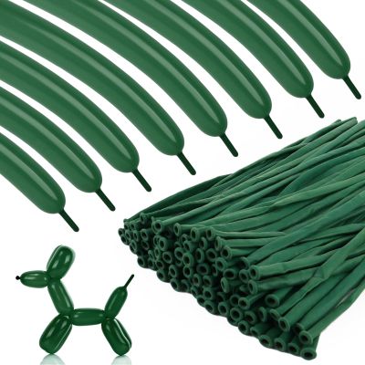 100pcs 260 Dark Green Long Balloons for Twisting, Skinny Thickening Latex Balloons for Animal Modeling and Arch Tying, Magic Show Party Supplies for Birthday Wedding Christmas Decoration