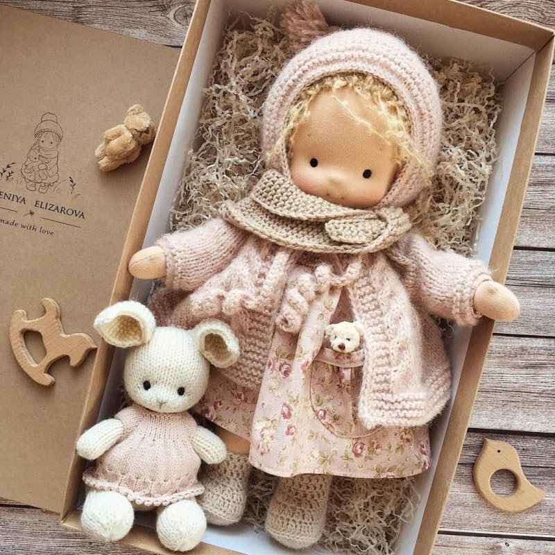 ALPHAINFUSE Handmade Waldorf Doll, Handmade Crocheted Vintage Cute Doll