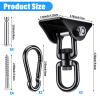 2 Pcs Swing Hanging Kit, Heavy Duty 2000 LB Capacity 360 Degree Rotating Hangers, Hardware for Porch Swing, Hammock, Chair, Yoga, Playground, Indoor and Outdoor Use, Black view 2