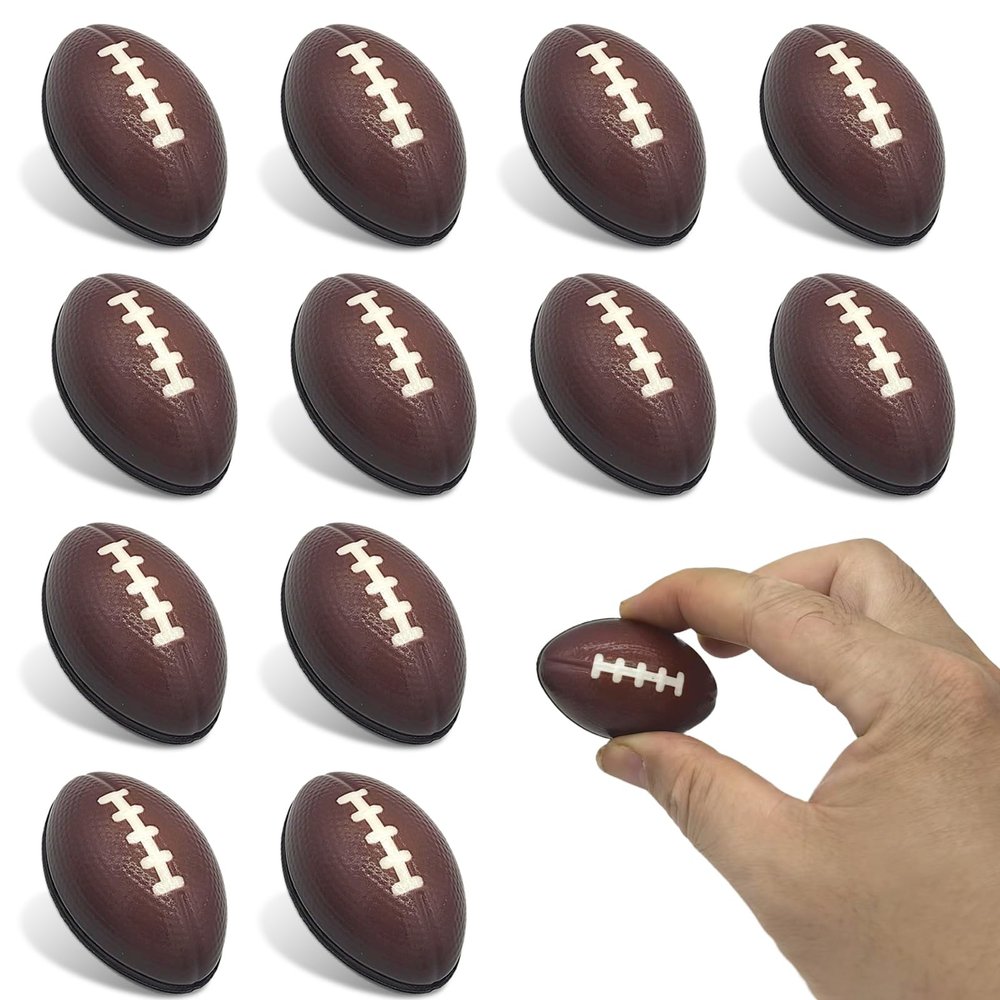 12/30/60-Pack Mini Football Stress Balls Soft Foam Football for Kids Small Squeeze Sport Balls Party Decorations, Favors Goodie Toy & Anxiety Relief Hand Exercise, School Rewards (60)