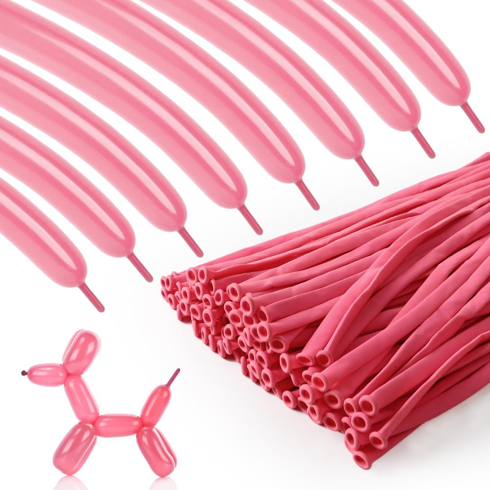 100pcs 260 Dark Pink Long Balloons for Twisting, Skinny Thickening Latex Balloons for Animal Modeling and Arch Tying, Magic Show Party Supplies for Birthday Wedding Christmas Decoration