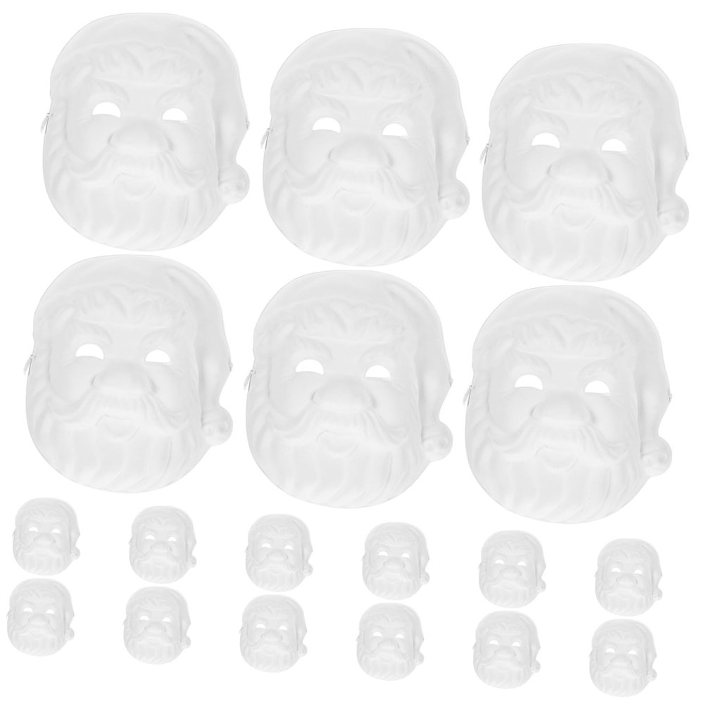 BCOATH 18Pcs Unfinished Santa Claus Blank Paper Masks DIY Craft Masquerade Supplies for Christmas Party Festival Celebration Full Face Pulp Masks for Creative Hand-painting and Cosplay