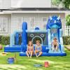 Bounce House, Inflatable Dinosaur Bouncer with Air Blower, Oxford Cloth Jumping Castle with Slide, Climbing Wall and Ball Zone, Durable Sewn Bouncy House for Kids Outdoor Backyard Family Fun view 1