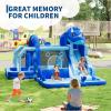 Bounce House, Inflatable Dinosaur Bouncer with Air Blower, Oxford Cloth Jumping Castle with Slide, Climbing Wall and Ball Zone, Durable Sewn Bouncy House for Kids Outdoor Backyard Family Fun view 3
