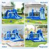 Bounce House, Inflatable Dinosaur Bouncer with Air Blower, Oxford Cloth Jumping Castle with Slide, Climbing Wall and Ball Zone, Durable Sewn Bouncy House for Kids Outdoor Backyard Family Fun view 4