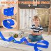 Dikopubby Flex Track Race Set for Kids, 15FT Starter Set Car Track with 4 Suction Cups and 6 Diecast 1/64th Cars - STEM Racing Toy for Boys & Girls Ages 3+ (Upgrade Orange) (Upgrade-Blue) view 4