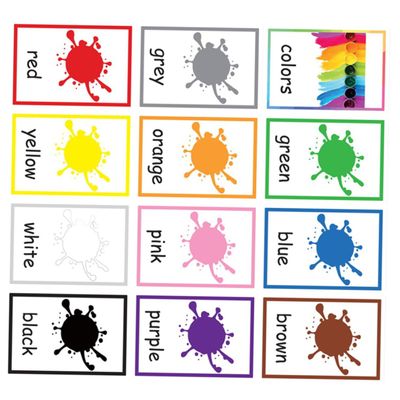 BCOATH 12 Sheets Color English Words Learning Cards for Colorful Flash Cards for Memory Cognitive Development Concentration and Matching Skills Educational Literacy Fun Game