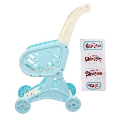 BCOATH Simulated Shopping Cart with Storage Rack Educational Supermarket Trolley for Boys and Blue Push Cart for Pretend Play Develops Hands Storage Skills