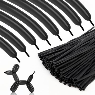 100pcs 260 Black Long Balloons for Twisting, Skinny Thickening Latex Balloons for Animal Modeling and Arch Tying, Magic Show Party Supplies for Birthday Wedding Christmas Decoration