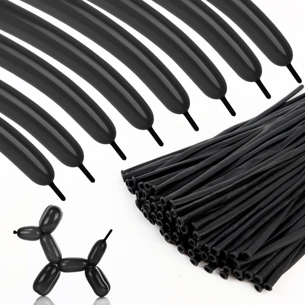 100pcs 260 Black Long Balloons for Twisting, Skinny Thickening Latex Balloons for Animal Modeling and Arch Tying, Magic Show Party Supplies for Birthday Wedding Christmas Decoration