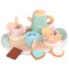 Wooden Tea Set for Kids Safe Pretend Play Tea Party Set with Teapot Cups Desserts Role Play Kitchen Toys for Girls and Boys Ages 3+ Toddler Party view 1