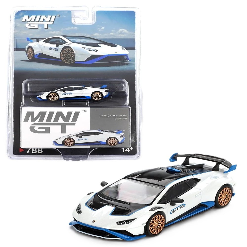 1:64 Diecast Model Car Compatible with Lamborghini Huracn STO Bianco Asopo Limited Edition by Mini GT MGT00788