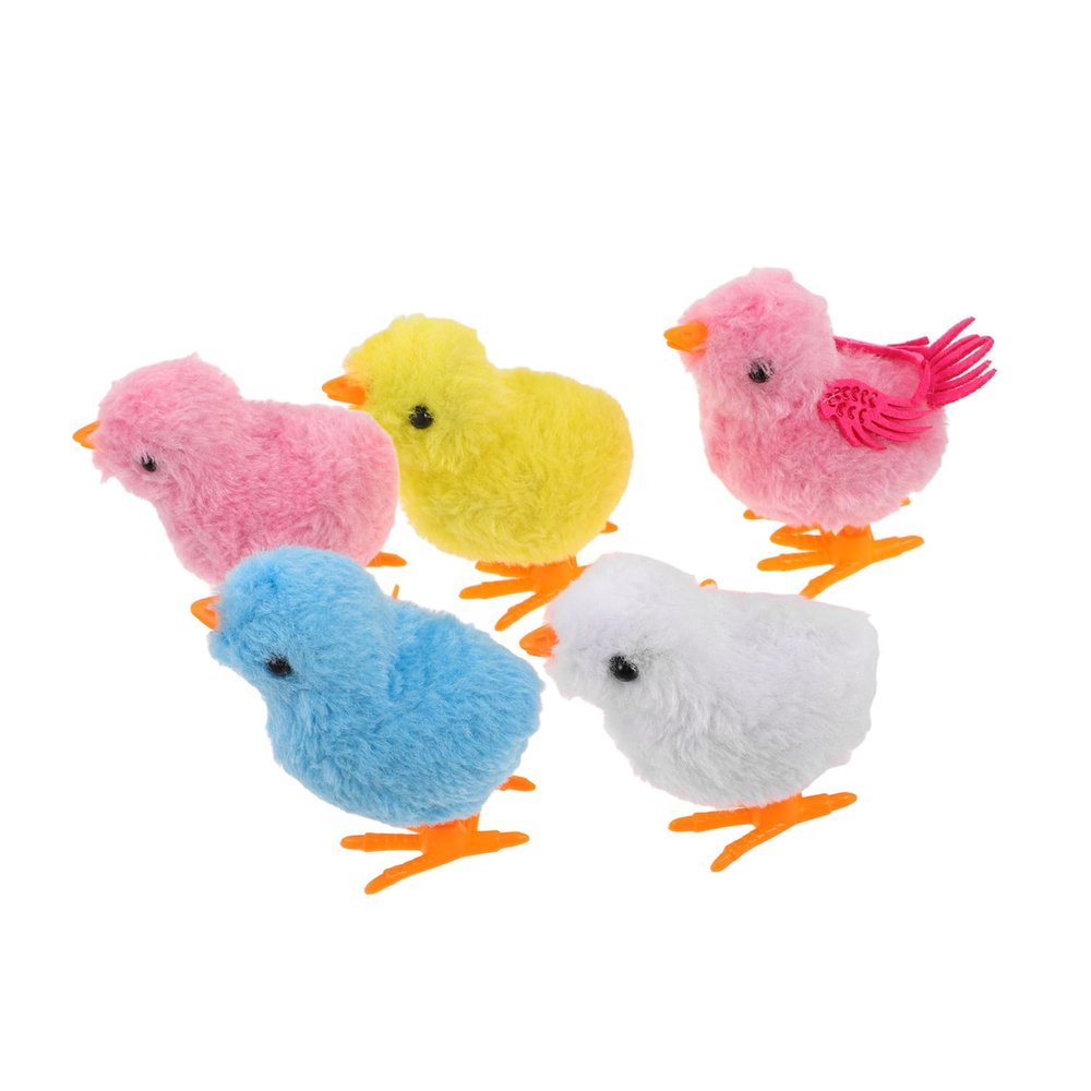 BCOATH 5pcs Wind Up Chicken Plush Handheld Jumping Chicks Soft Plush Party Favors for Classroom Prizes Interactive Play Fun Easter