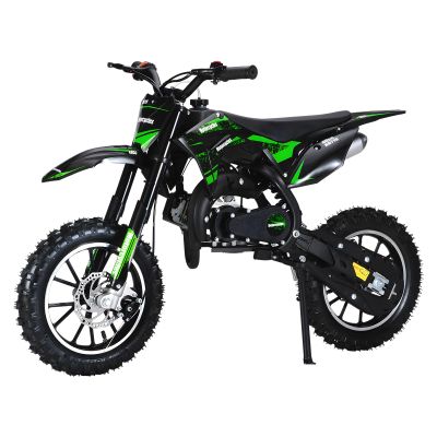 49CC Kid Dirt Bike, 2-Stroke Gas Powered Dirt Bike for Kids, Off Road Motorcycle for Kids 6-15, Front Rear Disc Brakes, Shock Absorption Pocket Motorbike, Up to 25 Mph, Soft Seat Cushion (Green)