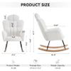 055-Teddy Fabric Upholstered Nursery Rocking Glider Chair Modern Accent Armchair Padded Seat with High Backrest and Pillow for Living Room Bedroom (Ivory) view 3