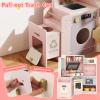 HONEY JOY Corner Play Kitchen with Trash Can, Wooden Pretend Toy Kitchen Set w/Lights, Washing Machine, Stoves, Cookware, Range Hood, Little Chef Kids Kitchen Playset for Toddlers Gift, Pink view 3