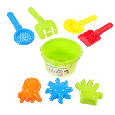 COOLHIYA 8pcs Beach Sand Set for Non-Toxic Bucket Shovel Molds Reusable Sandcastle Playset Random Colors for Outdoor Beach Fun Random Color