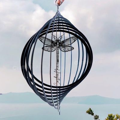 Personalized Dragonfly Metal Wind Spinner, Custom Hanging Decoration for Outdoor Display, Kinetic Garden Sculpture, Nature Gift (Dragonfly Garden Wind Spinner)