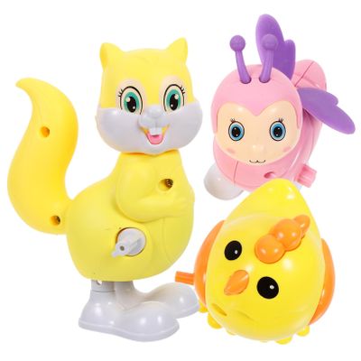 FELTECHELECTR 3pcs Wind Up for Lightweight Clockwork Jumping Animals Little Bird Insect Squirrel Educational Spring for Boys and Indoor Outdoor Play Random Color