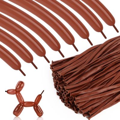 100pcs 260 Brown Long Balloons for Twisting, Skinny Thickening Coffee Latex Balloons for Animal Modeling and Arch Tying, Magic Show Party Supplies for Birthday Wedding Christmas Decoration