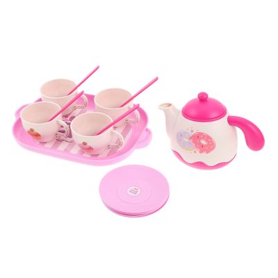 LALADEFIEE Pretend Play Tea Party Set for Little Food-Grade Plastic Teapot with Tray Cups and Saucers Vibrant Colors Safe and Kitchen for Birthday and Christmas