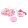 LALADEFIEE Pretend Play Tea Party Set for Little Food-Grade Plastic Teapot with Tray Cups and Saucers Vibrant Colors Safe and Kitchen for Birthday and Christmas view 1