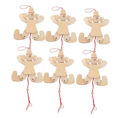 BCOATH 6pcs DIY Wooden Clown Marionette Puppets with Strings Blank Pull String Clown Dolls for Painting and Craft Portable Traditional for Pretend Play Birthday Parties School Activities