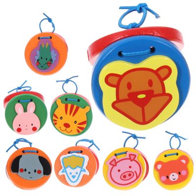 COOLHIYA 8Pcs Wooden Animal Castanet Educational Percussion Instruments for Preschool Early Learning Brain Development Musical Flapper