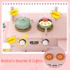 HONEY JOY Corner Play Kitchen with Rolling Cart, Wooden Pretend Toy Kitchen Set w/Lights, Ice Maker, Stoves, Cookware, Sink, High Cabinet, Little Chef Kids Kitchen Playset for Toddlers Gift (Pink) view 3