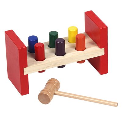 BRIGHTFUFU Wooden Tapping Hammer for Cognitive Learning Plaything Hand-Eye Coordination Exercise Early Education Hammering Game Safe Design